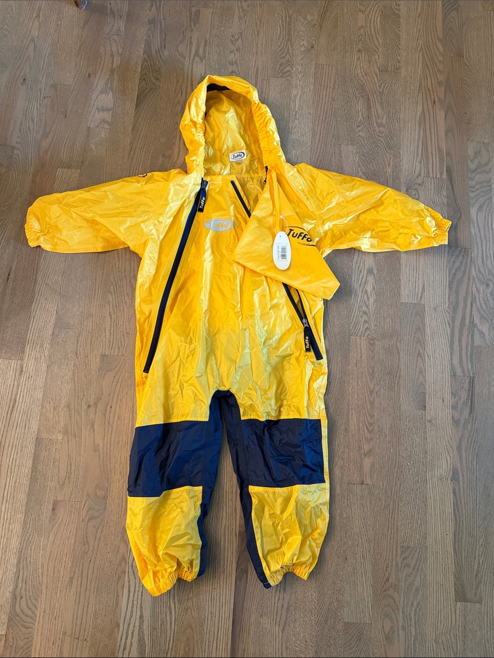 NWT Tuffo Kids Yellow Waterproof Rain Suit with Navy Panels
